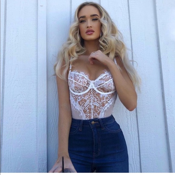 white eyelash lace bodysuit